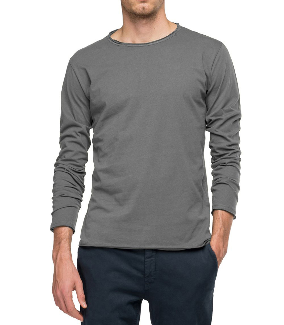 ベーシックジャージー クルーネックロングTシャツ 詳細画像 ダークグレーメランジ 1